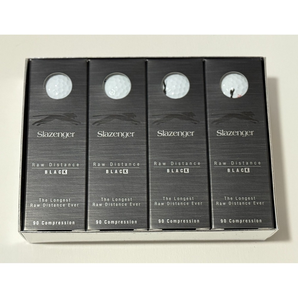 New VTG Slazenger Golf Balls Raw Distance Black Player 12 Pack 90 Compression